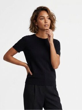 Ralph Lauren Cashmere Short Sleeve Sweater Black Small Luxury Classic